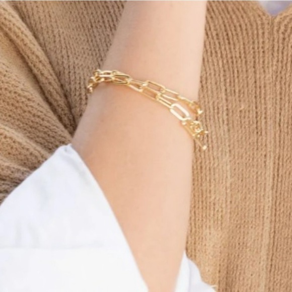NWT Loren Stewart Double Wrap Toggle Bracelet Gold Plated MSRP $262 - Picture 3 of 6
